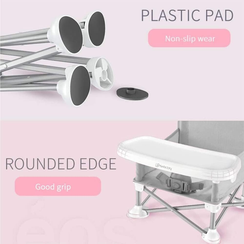 Portable Baby Booster High Chair – Foldable Plastic Kids Dining Chair with Swivel Base