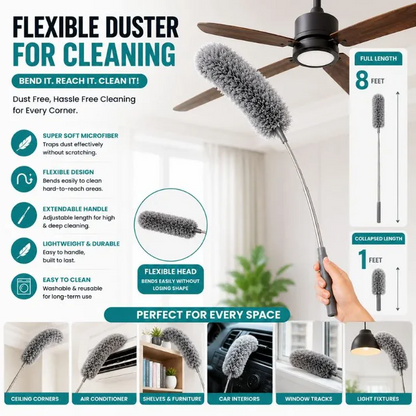 Telescopic Electrostatic Feather Duster – Extendable Dust Cleaning Tool for Ceilings & Hard-to-Reach Areas