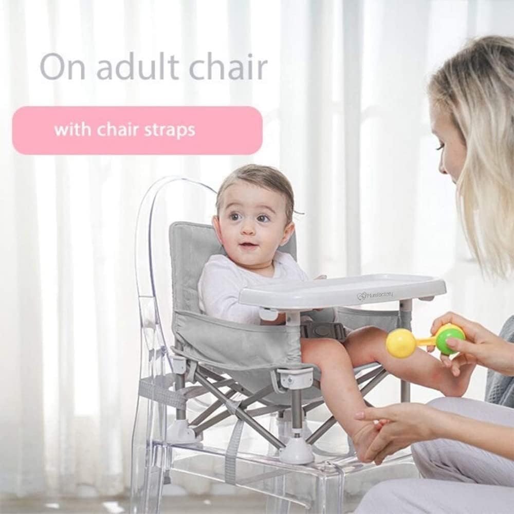 Portable Baby Booster High Chair – Foldable Plastic Kids Dining Chair with Swivel Base