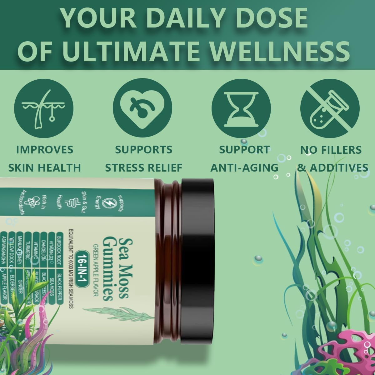 Sea Moss Glow Gummies – Seaweed, Black Seed Oil & Ashwagandha