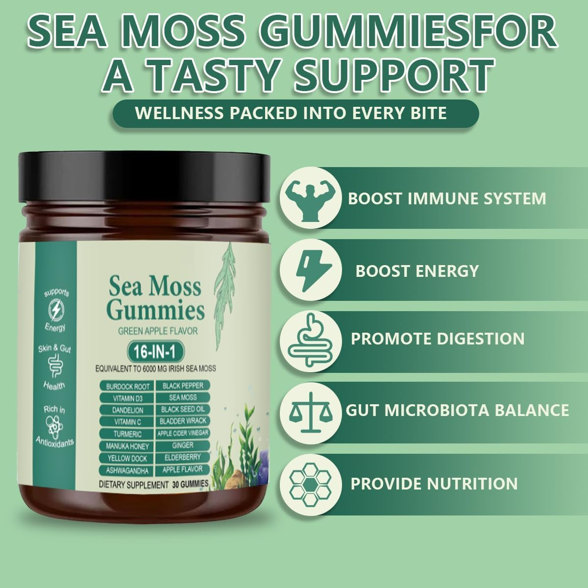 Sea Moss Glow Gummies – Seaweed, Black Seed Oil & Ashwagandha