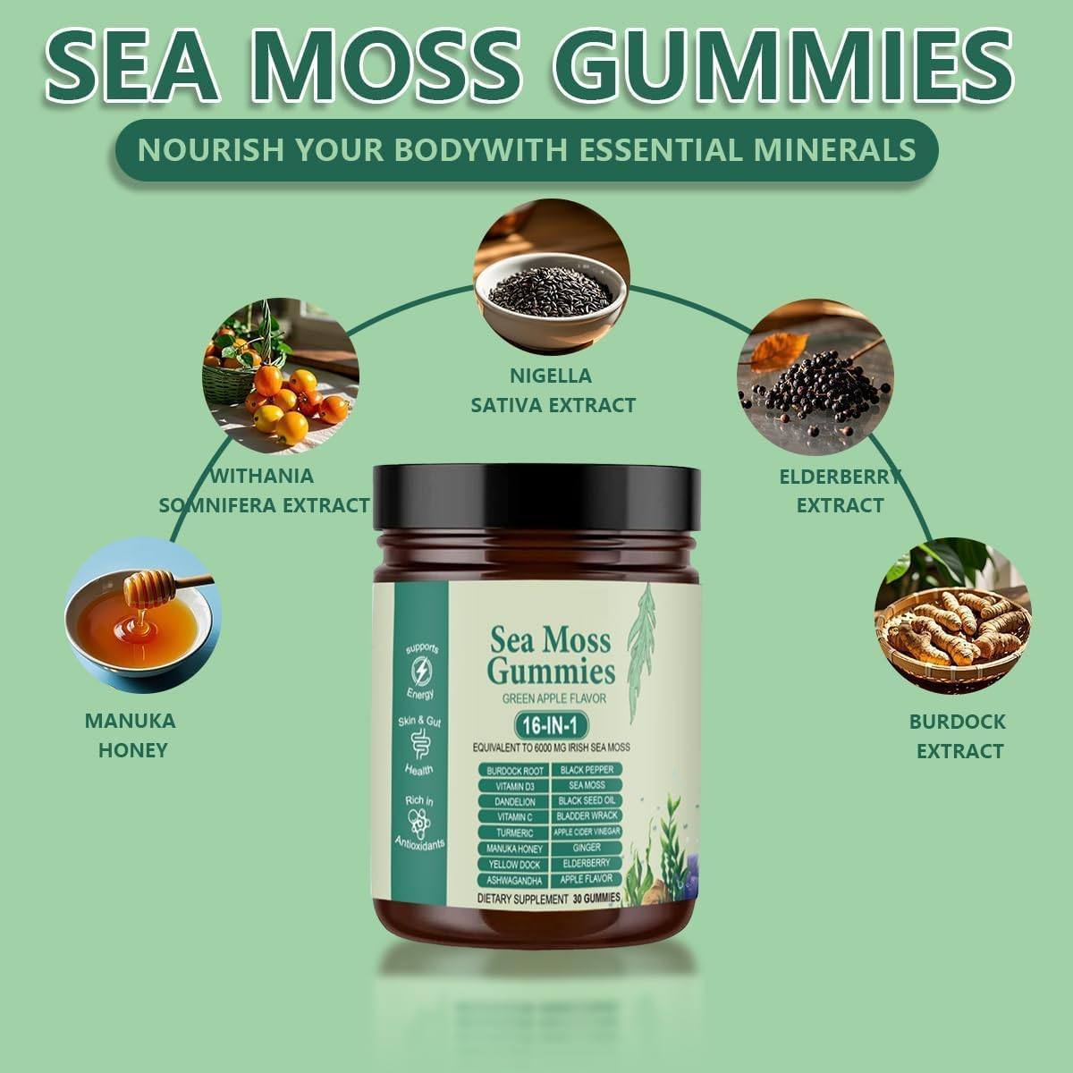Sea Moss Glow Gummies – Seaweed, Black Seed Oil & Ashwagandha