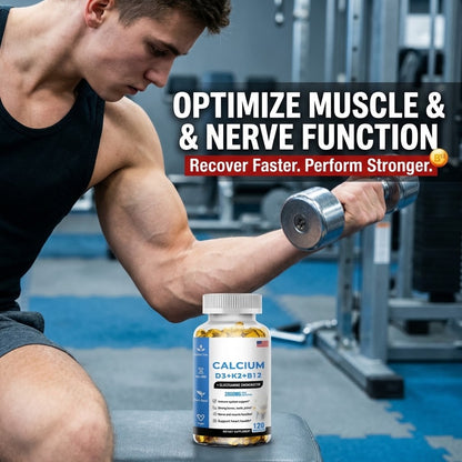 Calcium + Vitamins D3, K2 & B12 Softgels – Bone Health Support