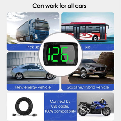 Car Digital HUD Speedometer – 3-Inch OLED GPS Speed Meter with USB Connection