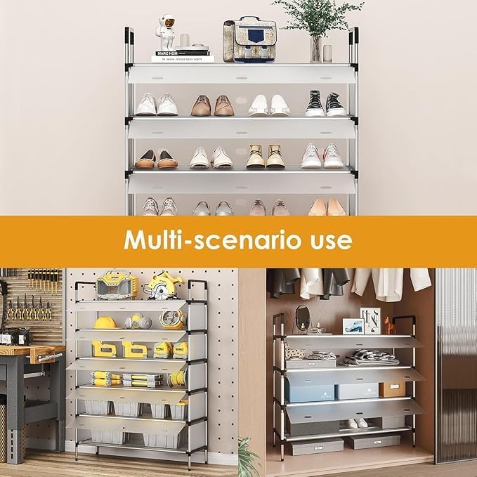 Tier Metal Shoe Rack with Dustproof Cover – Space-Saving Shoe Organizer