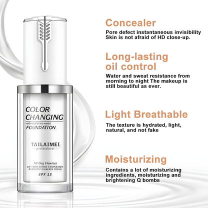 Color Changing – Waterproof Moisturizing Liquid Makeup with SPF 15 & Natural Coverage