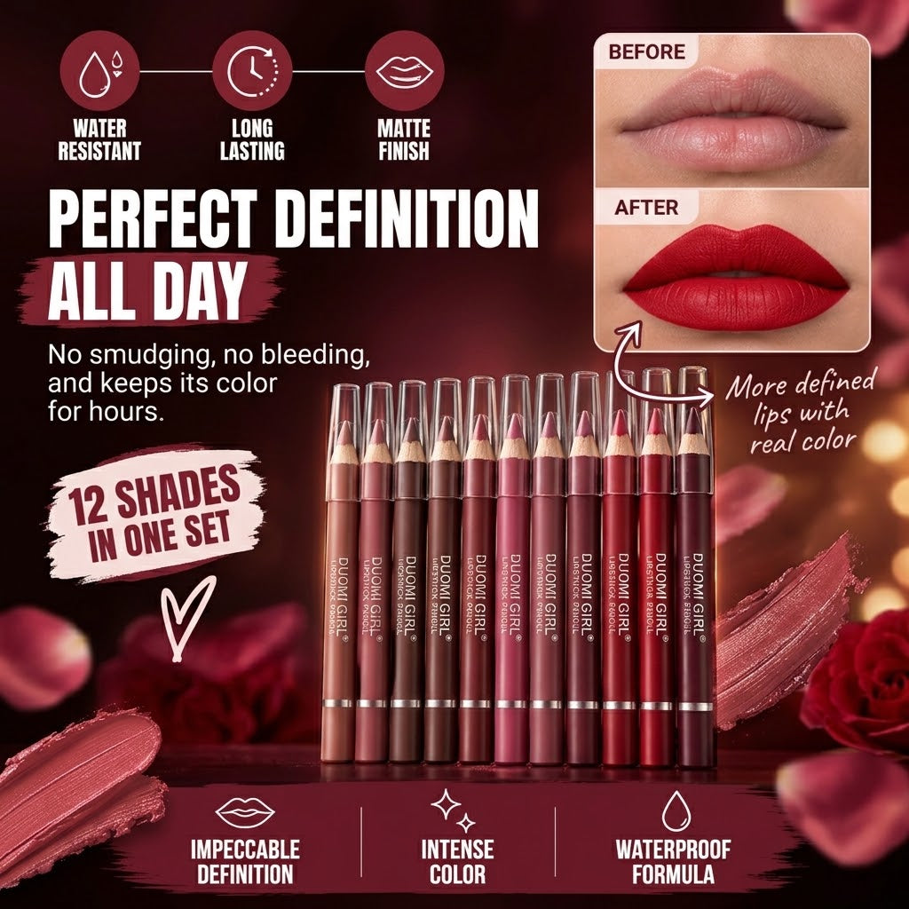Matte Lip Liner Pen – Waterproof, Long-Lasting Lip Contour Pencil