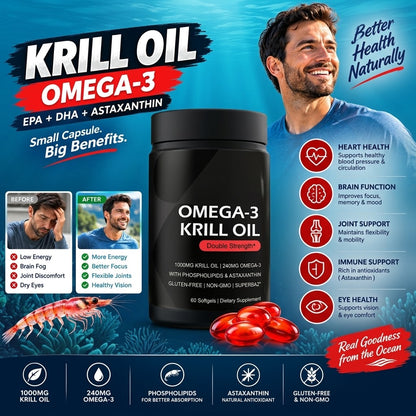 Krill Oil Softgels – Omega-3 EPA DHA with Astaxanthin
