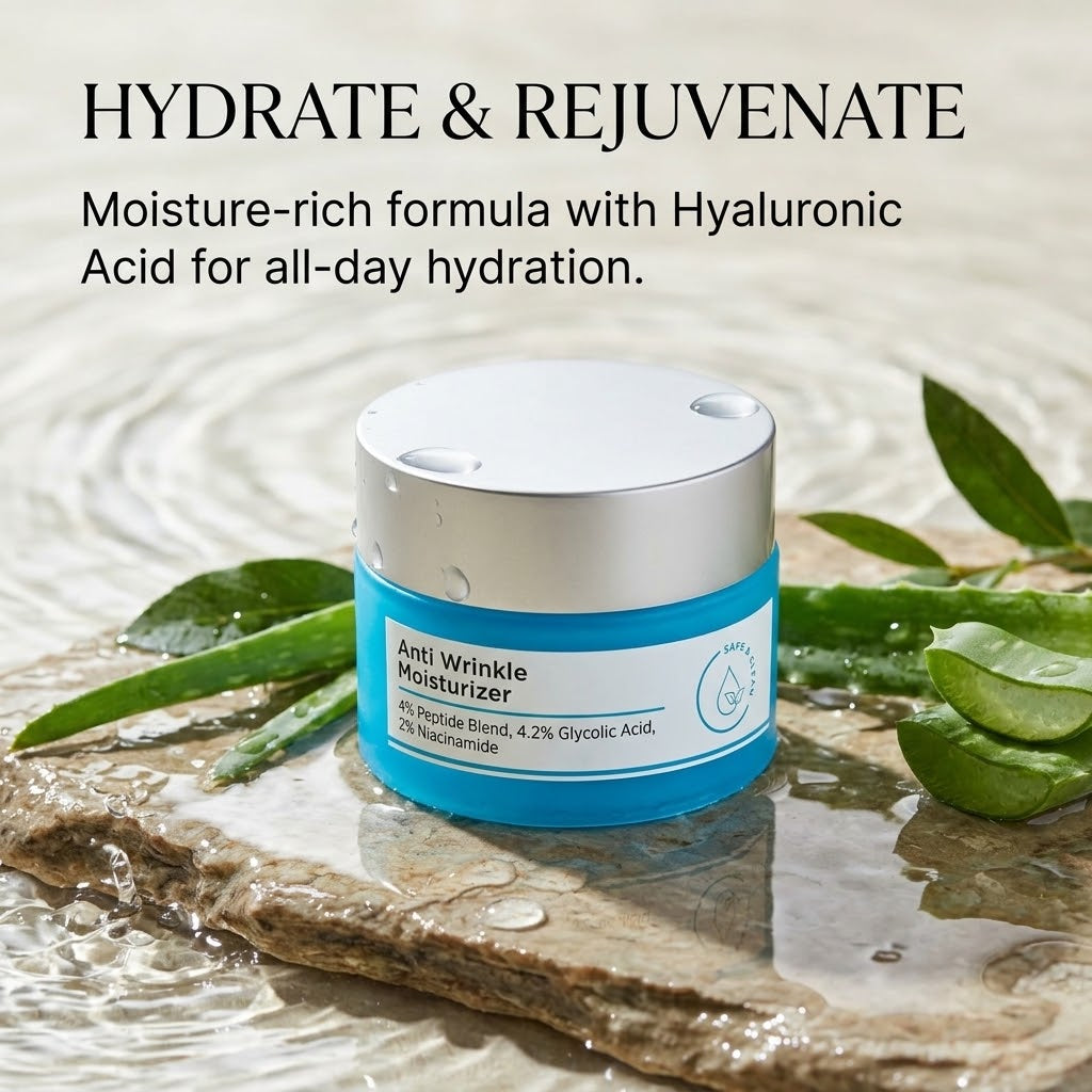 Glyco-Peptide Anti-Wrinkle Day Cream – Hyaluronic Acid, Glycolic Acid & Vitamin E Moisturizer