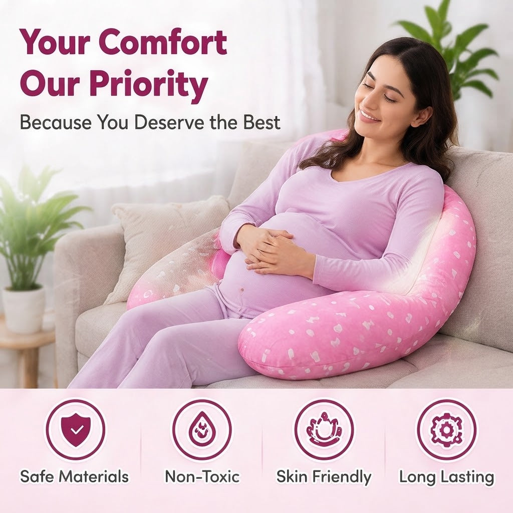 U-Shaped Maternity Pillow – Cotton Pregnancy & Nursing Support