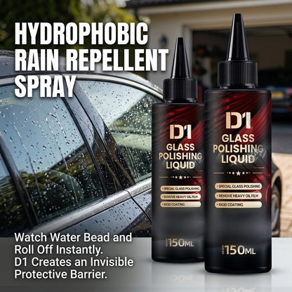 Car Glass Polish & Hydrophobic Anti-Fog Coating for Water Spots, Wiper Marks & Oil Film