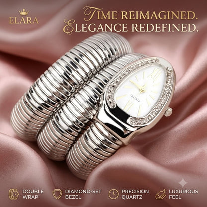 Women's Snake-Head Quartz Watch – Luxury Diamond-Accent Elastic Band Fashion Timepiece