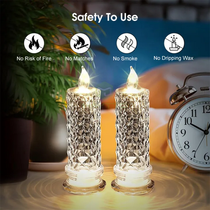 Flameless LED Flickering Pillar Candle – Rose Pattern Christmas &  Decorative Home Lighting