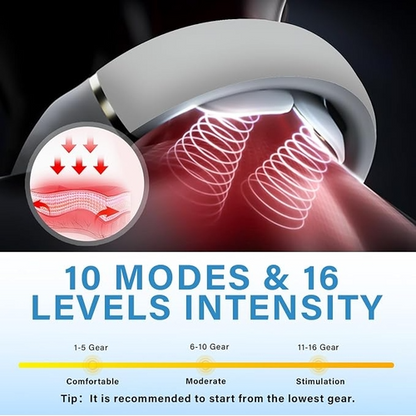 Wireless Neck Massager with Heat, Electric Pulse & 4 Modes