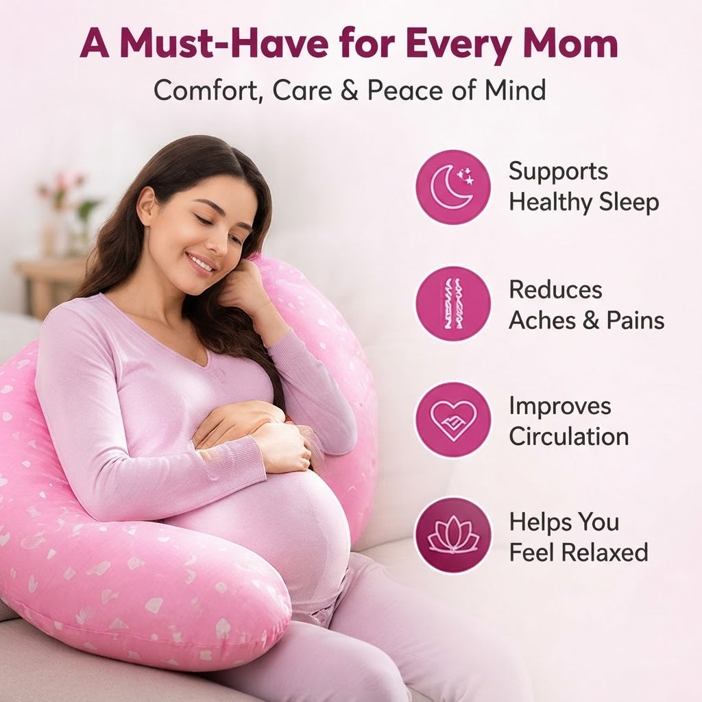 U-Shaped Maternity Pillow – Cotton Pregnancy & Nursing Support