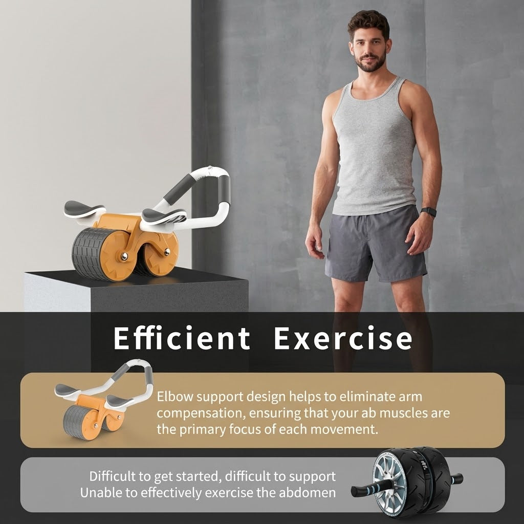 Automatic Rebound Abdominal Exercise Wheel – ABS PVC Elbow Support Roller for Yoga