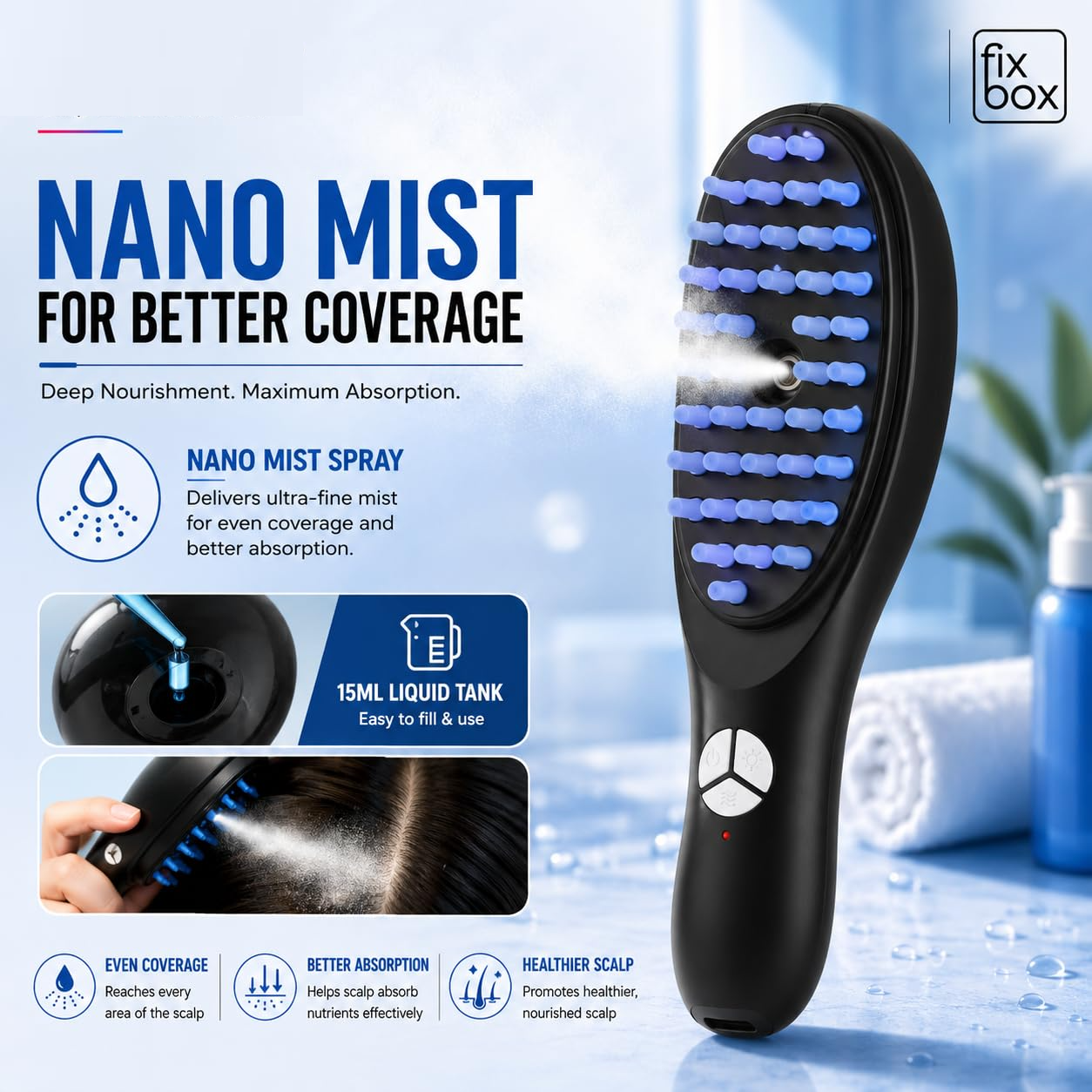 Electric Scalp Massage Comb – Vibration LED Light & Spray