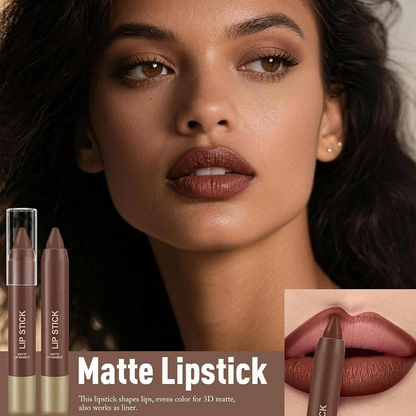 Chocolate Matte Velvet Waterproof Long-Lasting Lipstick Crayon
