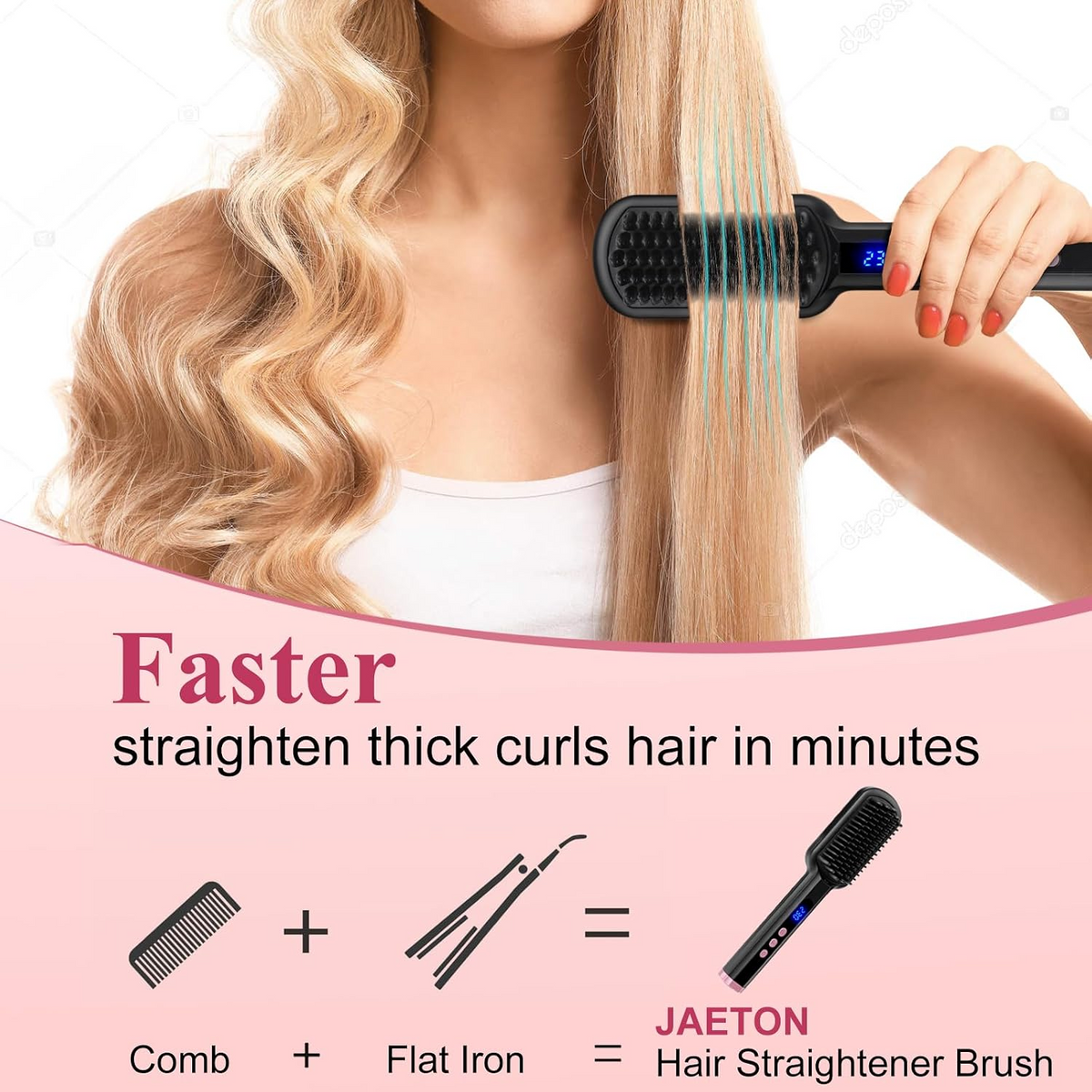 2-in-1 Electric Hair Straightener Comb with LED Display