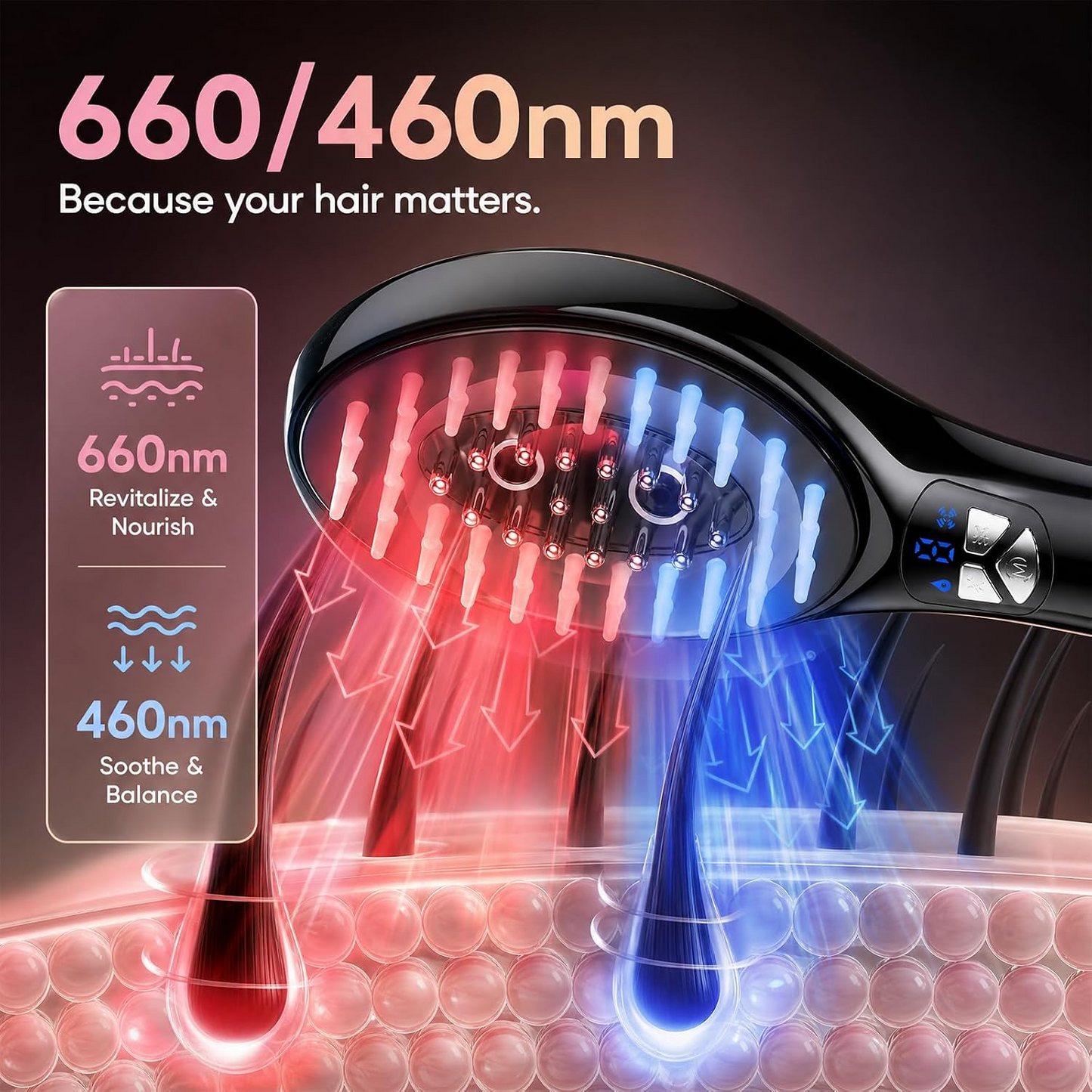 Electric Scalp Massage Comb – Vibration LED Light & Spray