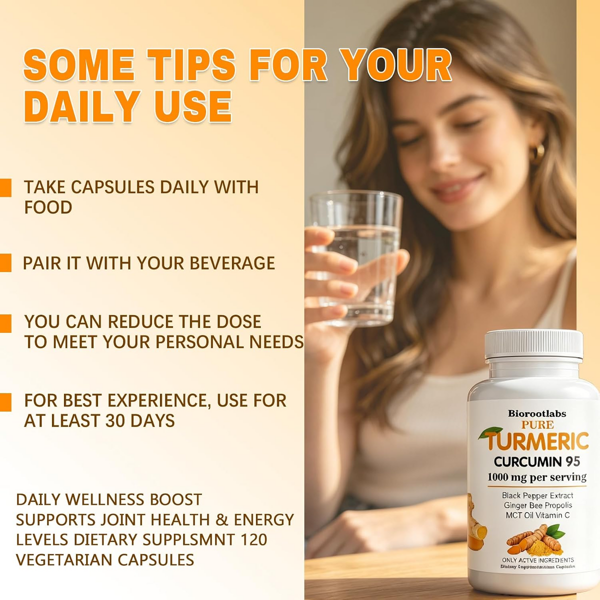 Turmeric Curcumin Capsules – 1000mg with 95% Curcuminoids, Black Pepper & Vitamin C