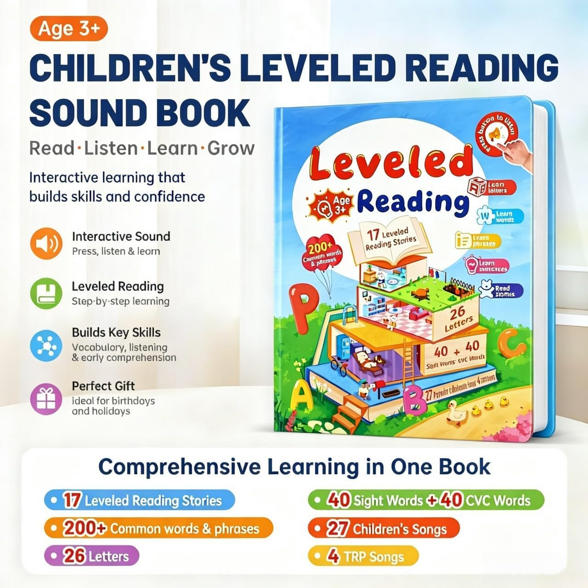 Interactive Reading Sound Book for Kids – Rechargeable Learning Toy