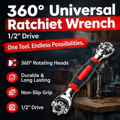 360-Degree Universal Ratchet Wrench – 1/2-Inch Drive