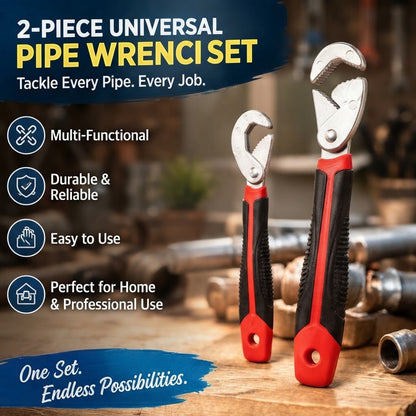 2-Piece Universal Pipe Wrench Set – Multi-Function Hand Tools