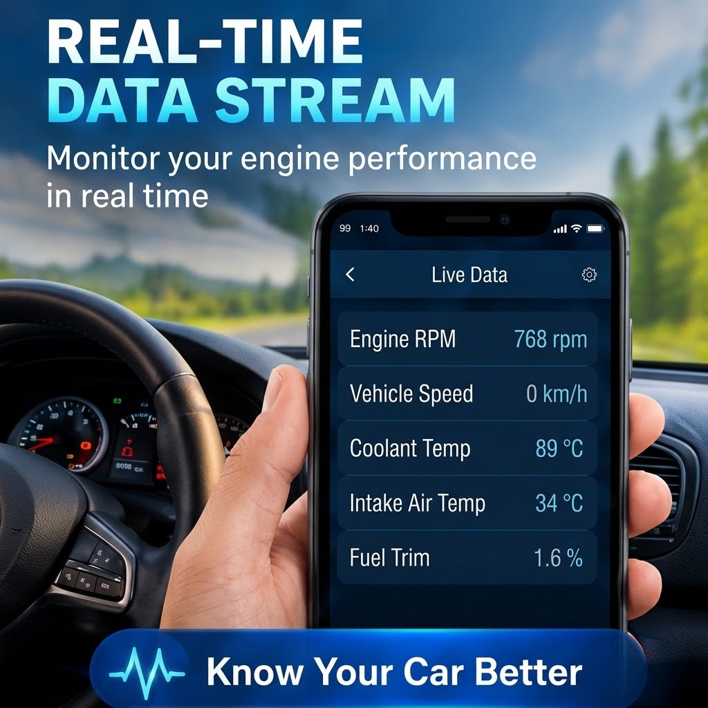 Bluetooth OBD2 Scanner – Wireless Car Diagnostic Code Reader & Auto Fault Detector