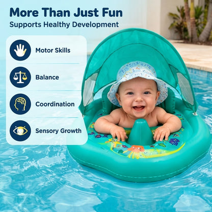 Baby Pool Float with Adjustable Canopy – Infant Swim Seat