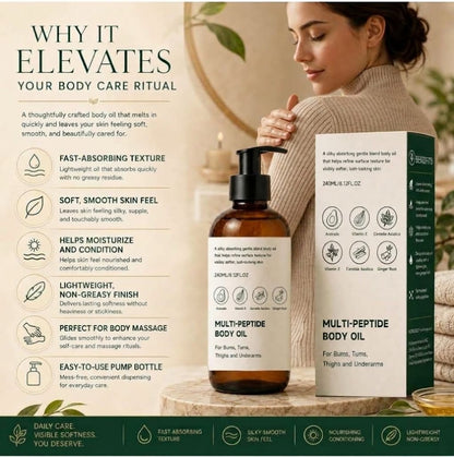 Ginger Body Oil – 240ml Fast-Absorbing Peptide, Avocado & Centella Asiatica Skin Care Oil