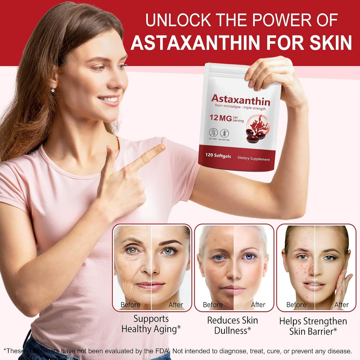 Astaxanthin 12mg Capsules – Antioxidant Dietary Supplement