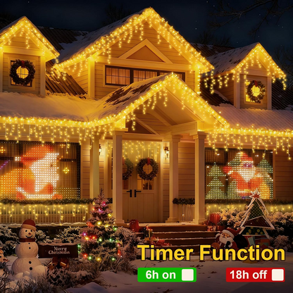 Warm White LED Curtain String Lights – 8 Modes for Home & Outdoor Decor