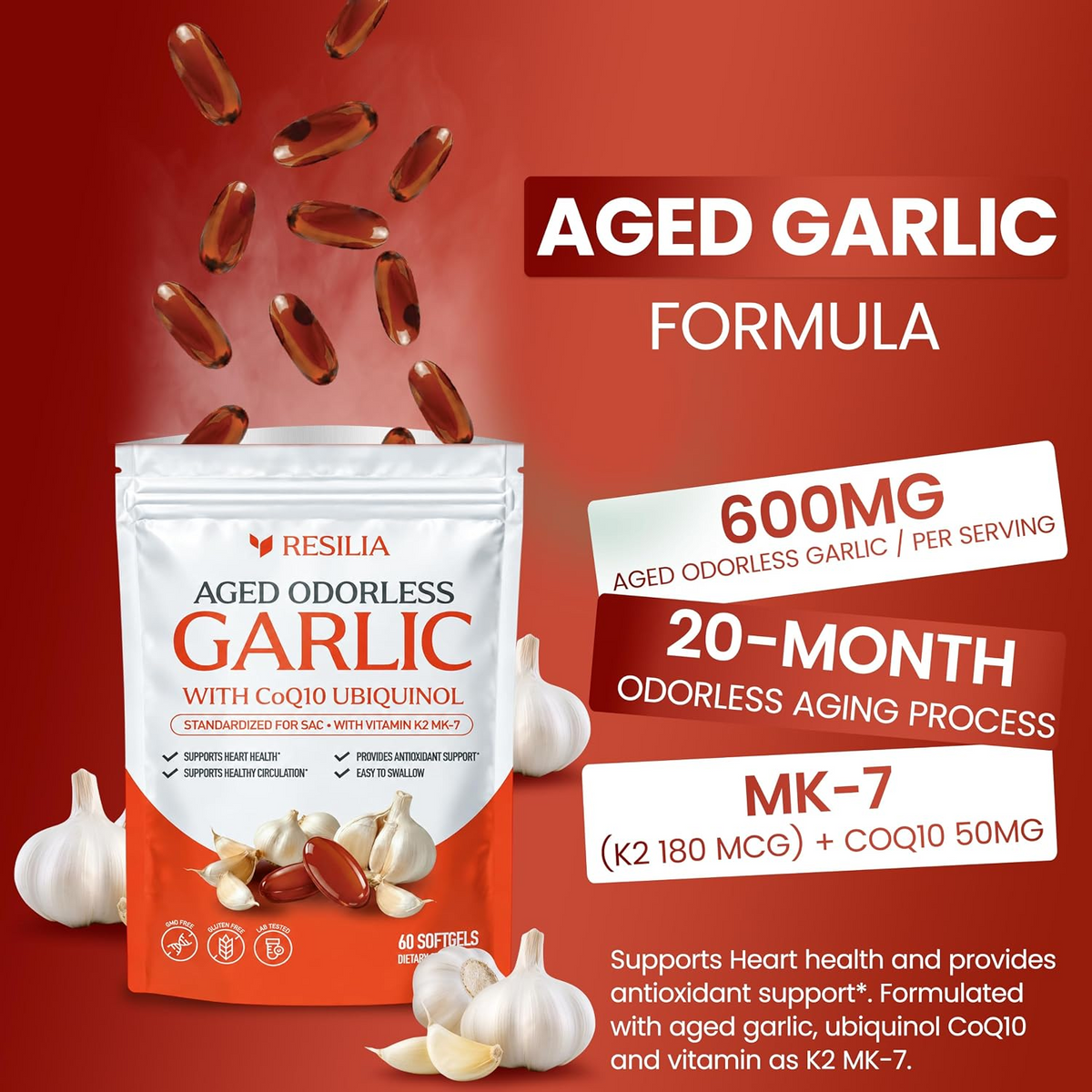 Aged Garlic Capsules 600mg – Odorless Herbal Supplement