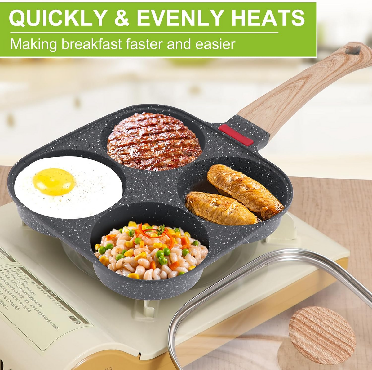 4-Cup Nonstick Egg Frying Pan for Omelette, Pancakes & Breakfast Sandwiches
