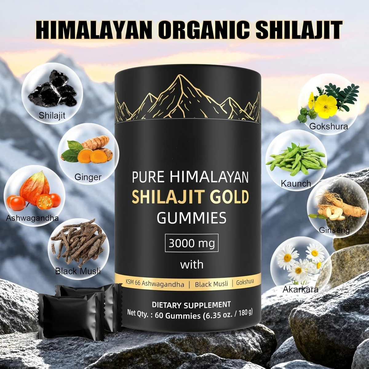 Gold Shilajit Gummies – Fulvic Acid & Mineral Wellness Supplement