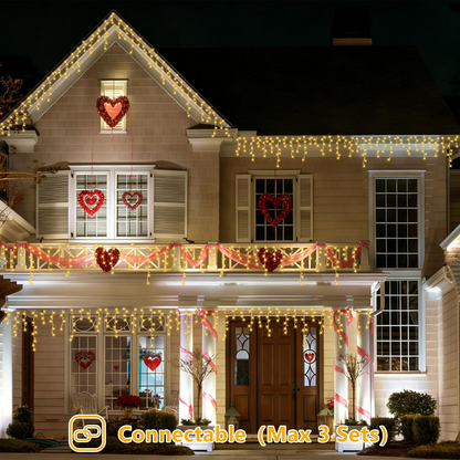 Warm White LED Curtain String Lights – 8 Modes for Home & Outdoor Decor