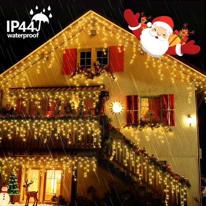 Warm White LED Curtain String Lights – 8 Modes for Home & Outdoor Decor