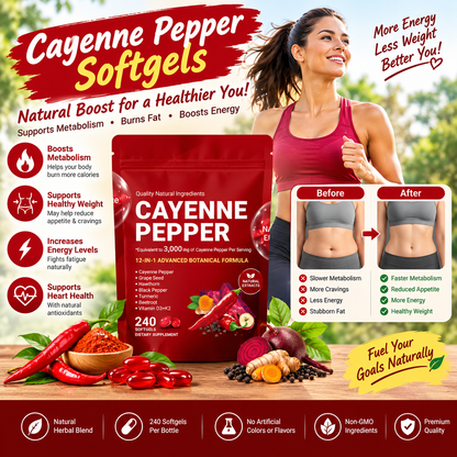 Cayenne Pepper Softgels – 240-Capsule Herbal Supplement