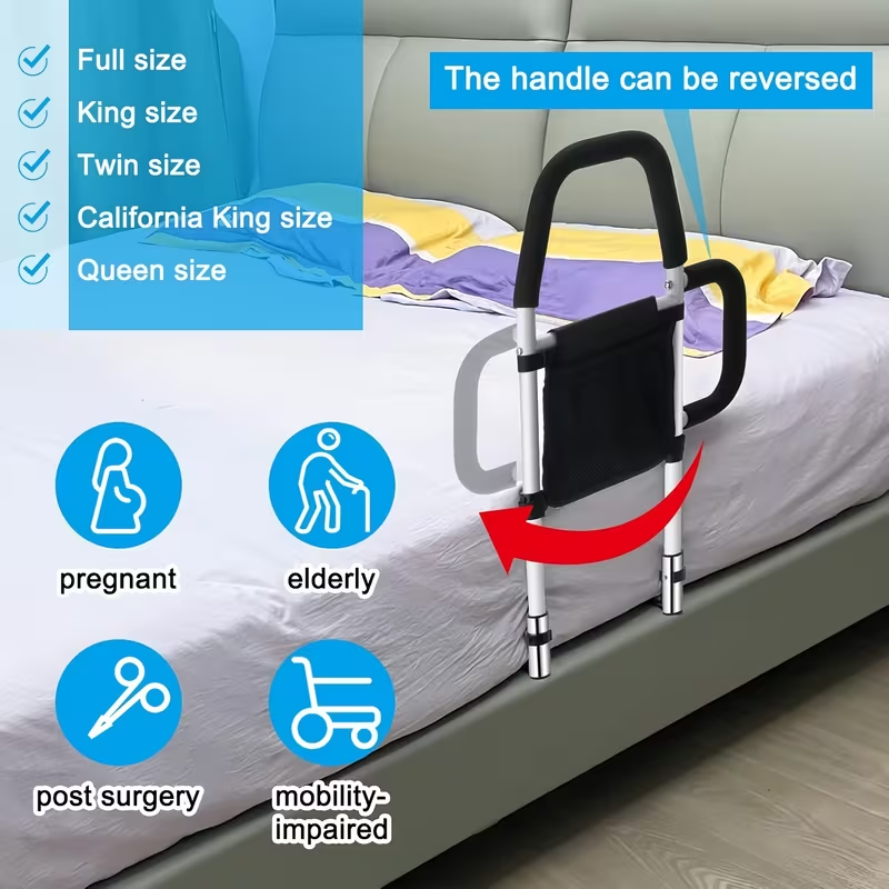 Bedside Guardrail – Adjustable Bed Safety Rail with Secure Support