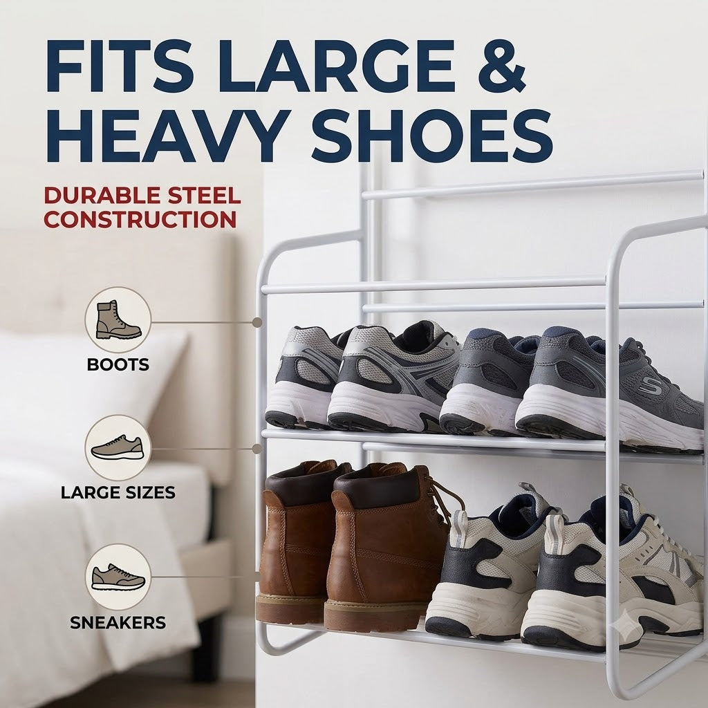 Over Door Shoe Rack Hanging Shoe Organizer for Front Door, Bedroom & Home