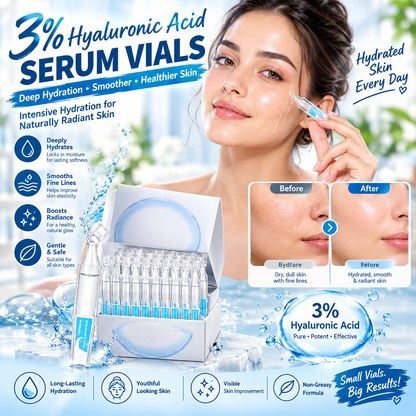 3% Hyaluronic Acid Serum Vials – Hydrating Facial Care