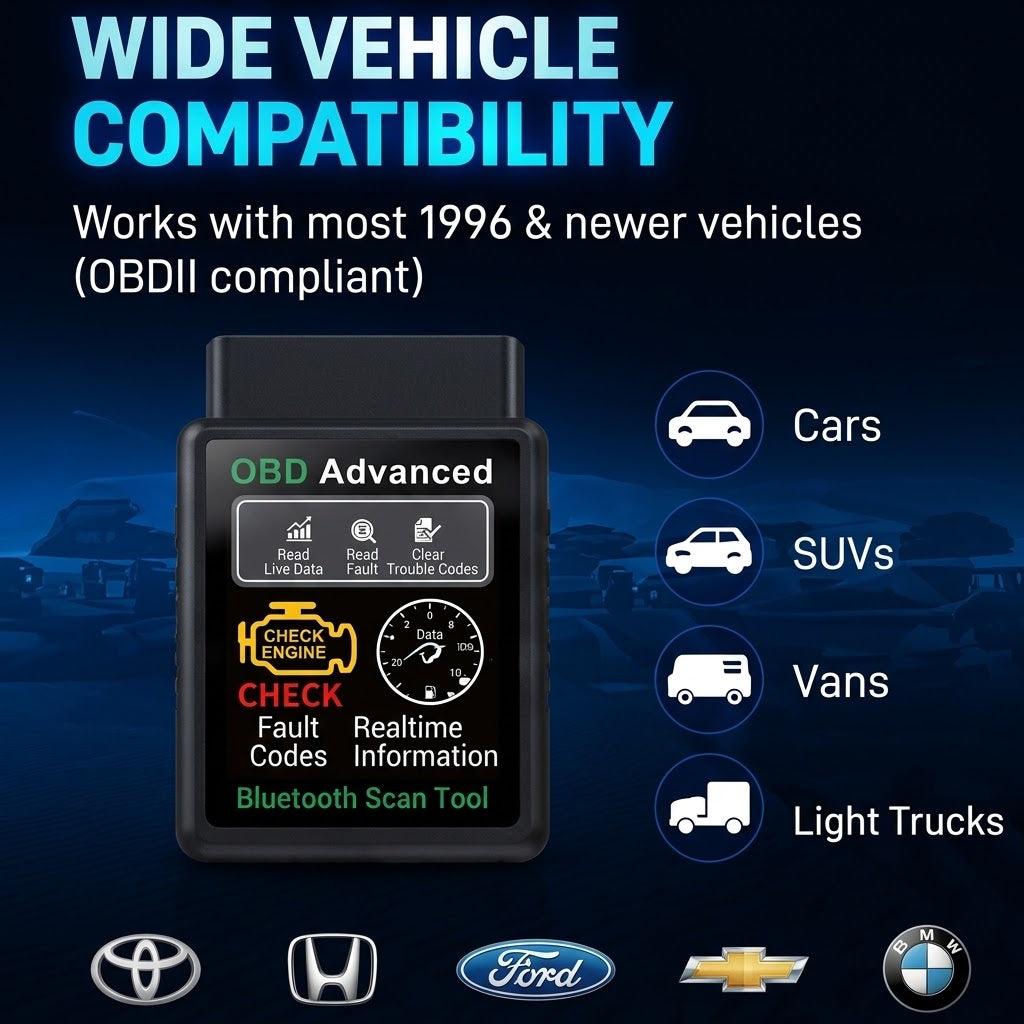 Bluetooth OBD2 Scanner – Wireless Car Diagnostic Code Reader & Auto Fault Detector