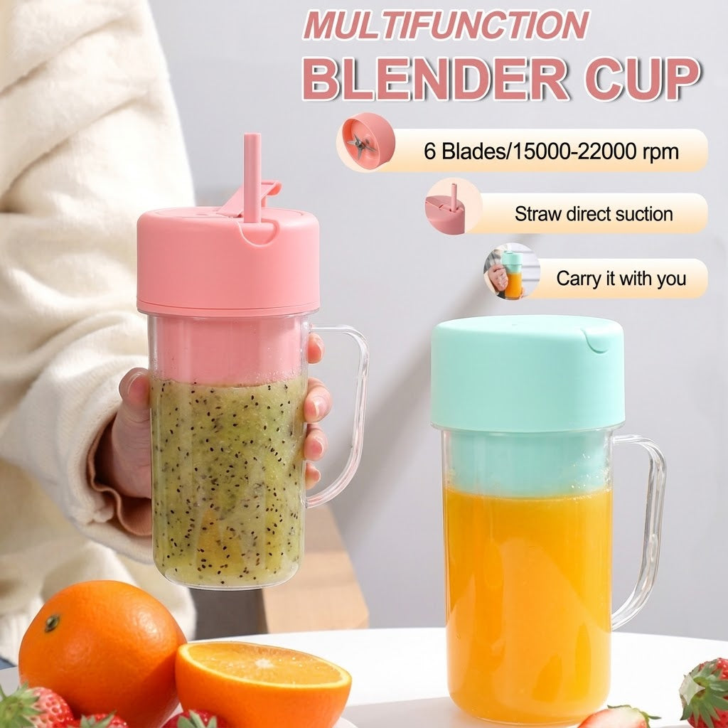 Electric Portable Smoothie Juicer Cup with Straw – 420ML Rechargeable Blender