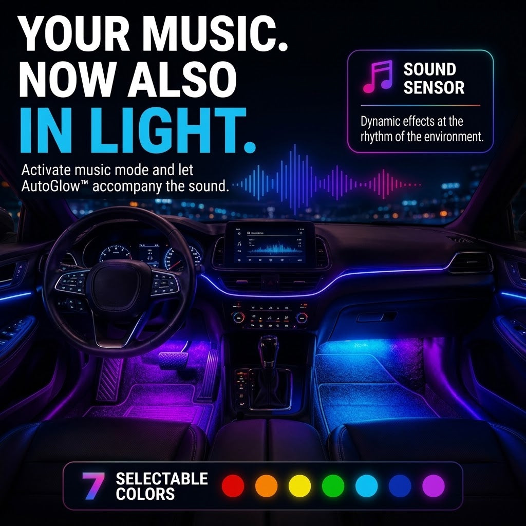 RGB Car Interior LED Strip Lights – USB Ambient Lighting with Remote