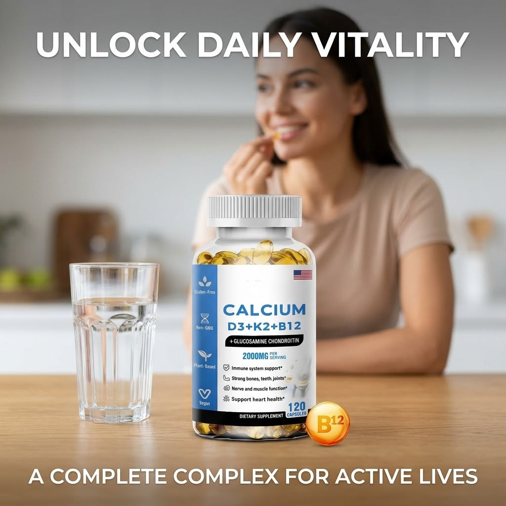 Calcium D3 + K2 + B12 Softgels – Bone & Muscle Health Support