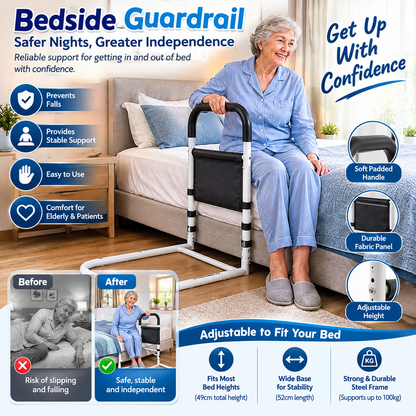 Bedside Guardrail – Adjustable Bed Safety Rail with Secure Support