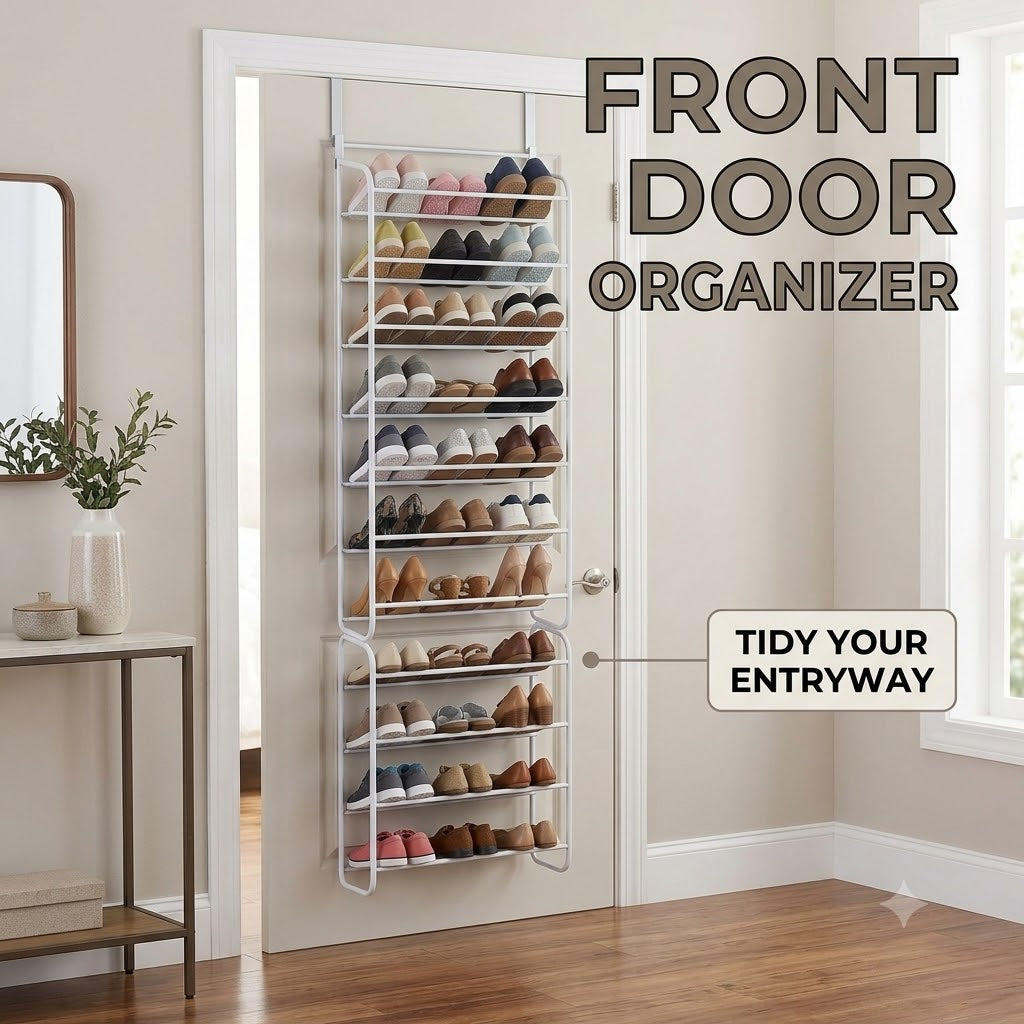 Over Door Shoe Rack Hanging Shoe Organizer for Front Door, Bedroom & Home