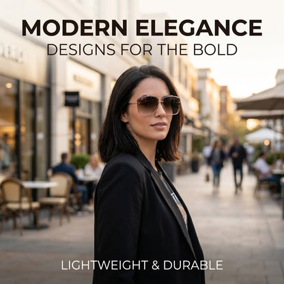 Women’s Fashion Square Sunglasses – Silver Alloy Frame Stylish Eyewear