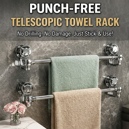 Punch-Free Telescopic Towel Rack Wall-Mounted Bathroom Towel Bar for Home
